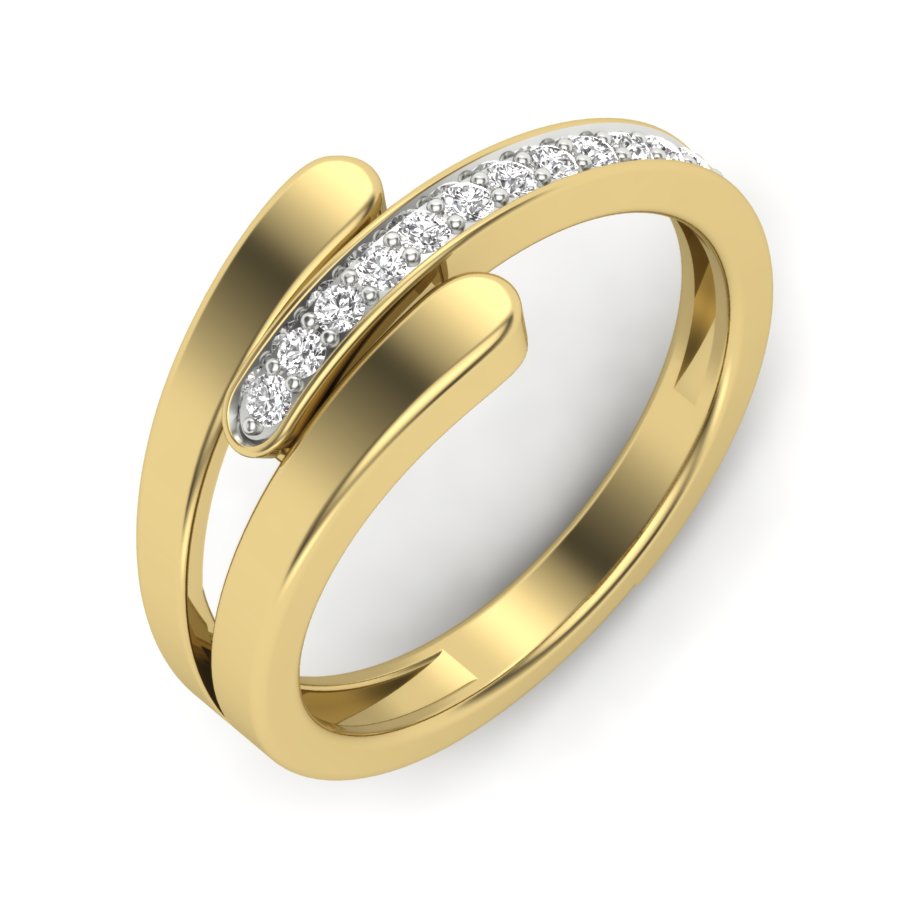 Unique Design Ring 0.15 TW Bypass Design With Round Cut Lab Grown Diamond Ring Prong Set Wedding ring Engagement ring PR436