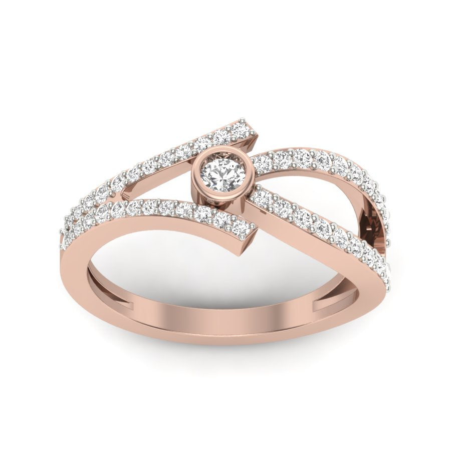 0.44 TW Unique Ring Bezel & Prong Set Ring Round Cut Lab Grown Diamond Ring Wedding ring Bridal Ring Engagement ring PR439