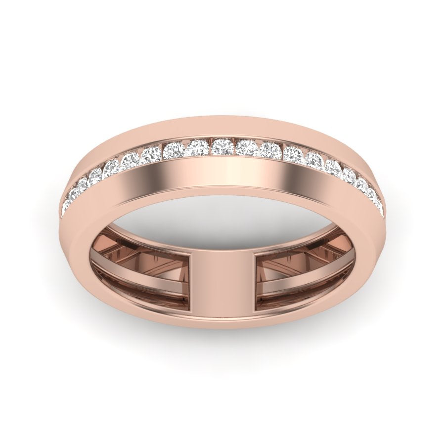 0.39 TW Channel Set Staking Band For Men's Round Cut Lab Grown Diamond Band Engagement Band Men's Wedding Band PR451