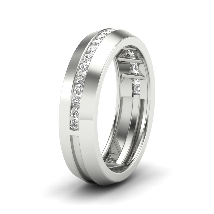 0.39 TW Channel Set Staking Band For Men's Round Cut Lab Grown Diamond Band Engagement Band Men's Wedding Band PR451
