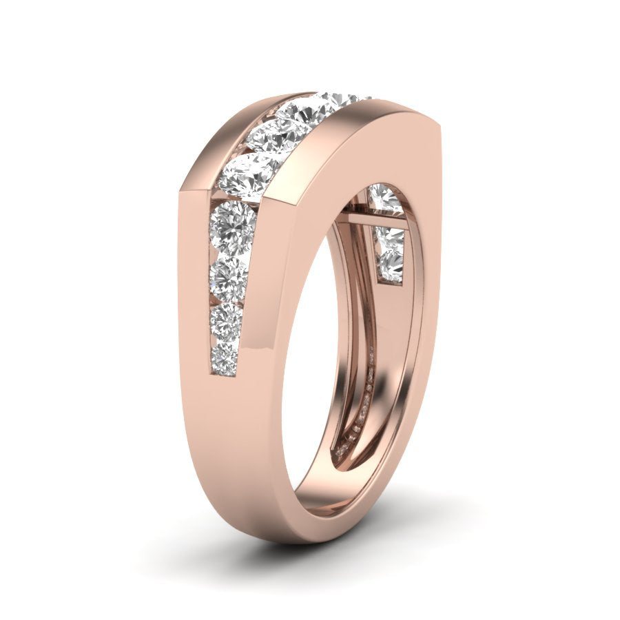 1.75 TW Round Cut Lab Grown Diamond Band Engagement Band Men's Wedding Band Channel Set Staking Band For Men's PR452