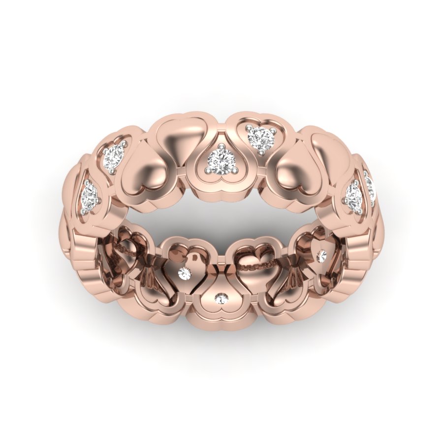 0.31 TW Round Cut Lab Grown Diamond Ring Heart Adjustable Ring Prong Set Engagement Ring Wedding Ring PR453