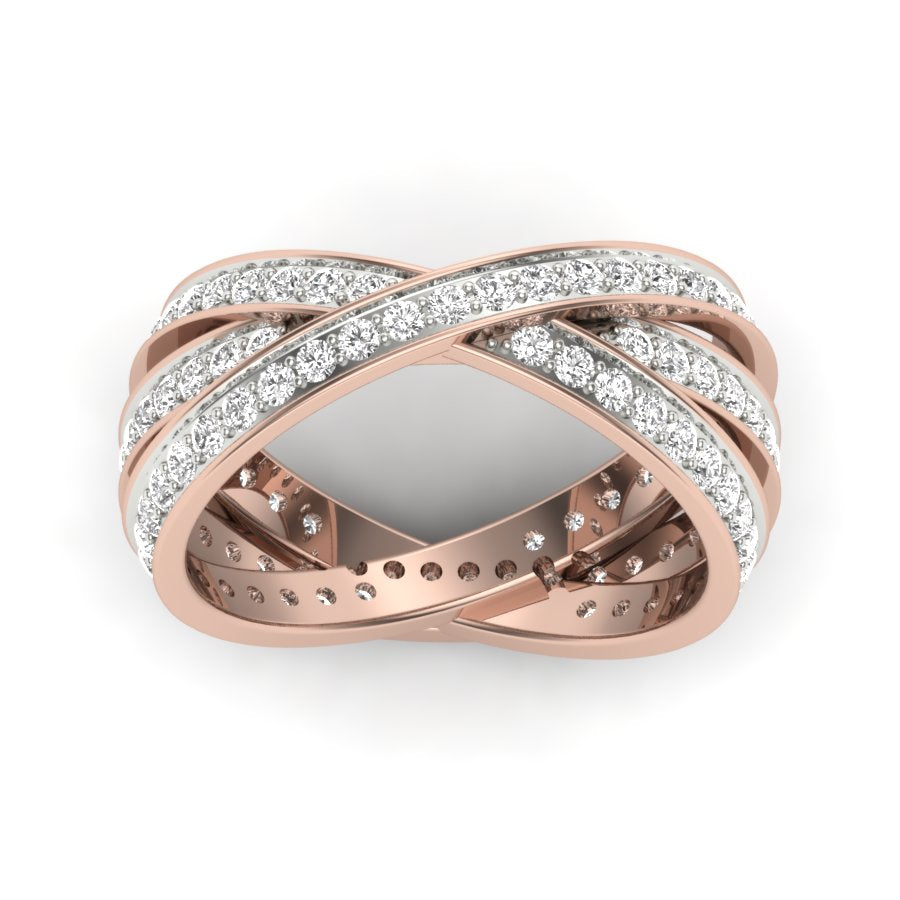 Three Row Eternity Diamond Ring 1.34 TW Bypass Design With Round Cut Lab Grown Diamond Ring Pave Set Wedding ring Engagement ring PR454