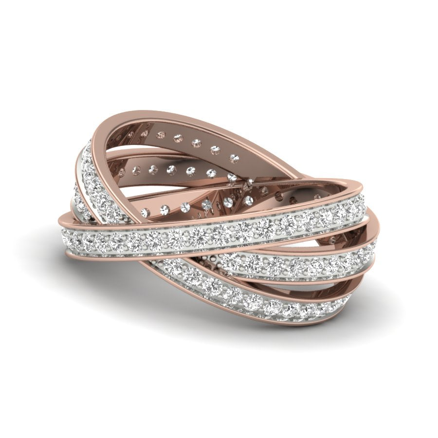 Three Row Eternity Diamond Ring 1.34 TW Bypass Design With Round Cut Lab Grown Diamond Ring Pave Set Wedding ring Engagement ring PR454