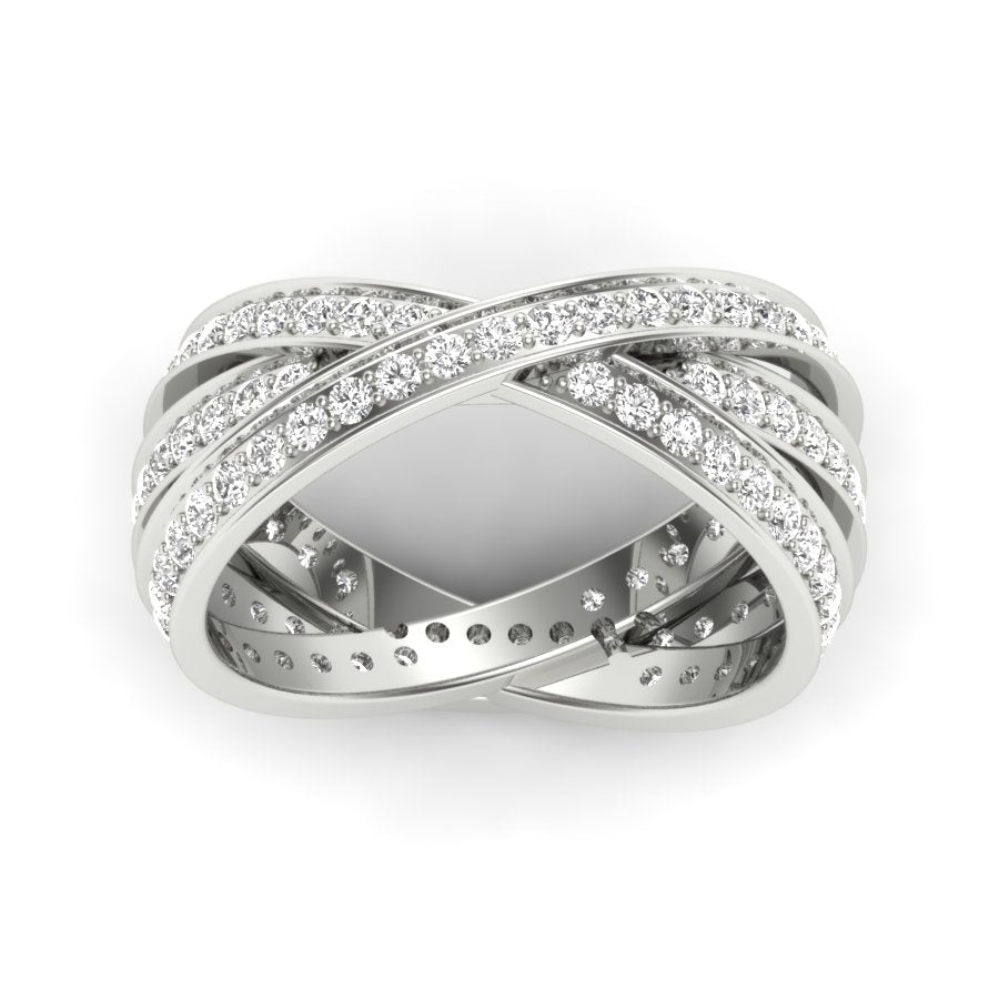 Three Row Eternity Diamond Ring 1.34 TW Bypass Design With Round Cut Lab Grown Diamond Ring Pave Set Wedding ring Engagement ring PR454