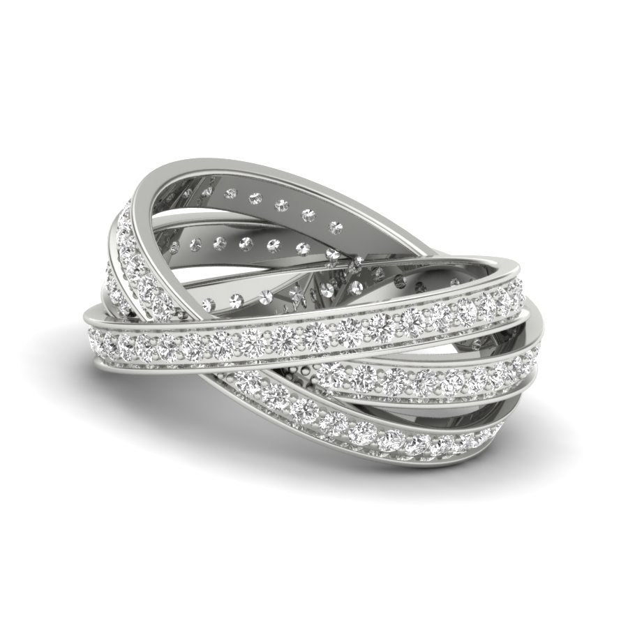 Three Row Eternity Diamond Ring 1.34 TW Bypass Design With Round Cut Lab Grown Diamond Ring Pave Set Wedding ring Engagement ring PR454