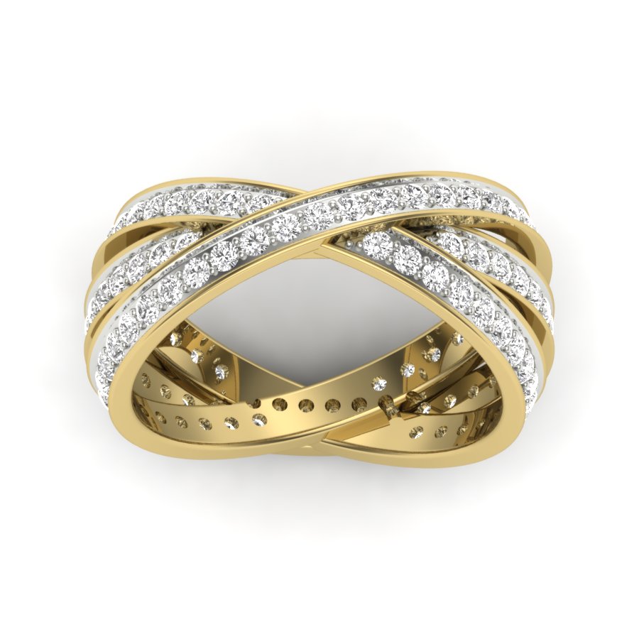 Three Row Eternity Diamond Ring 1.34 TW Bypass Design With Round Cut Lab Grown Diamond Ring Pave Set Wedding ring Engagement ring PR454