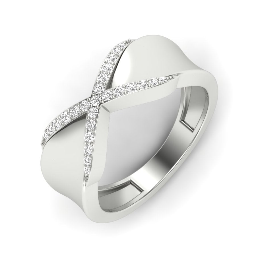 Unique Ring 0.17 TW Crossover Band Ring With Round Cut Lab Grown Diamond Prong Set Engagement Ring Wedding Ring PR457
