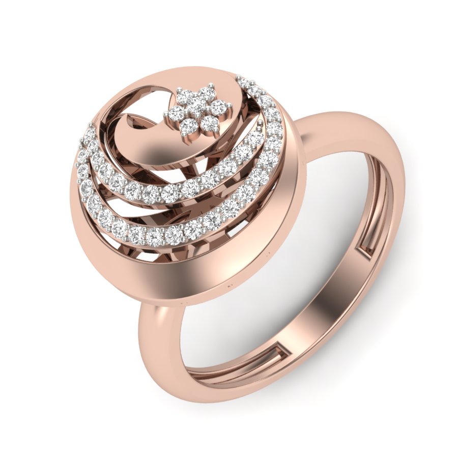0.22 TW Round Cut Lab Grown Diamond Ring Pave/ Prong Setting With Flower Design Engagement Ring Bridal Wedding Ring Solitaire Ring PR461