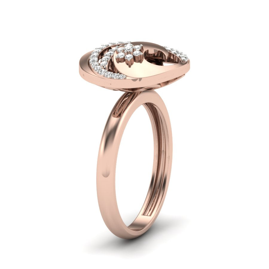 0.22 TW Round Cut Lab Grown Diamond Ring Pave/ Prong Setting With Flower Design Engagement Ring Bridal Wedding Ring Solitaire Ring PR461