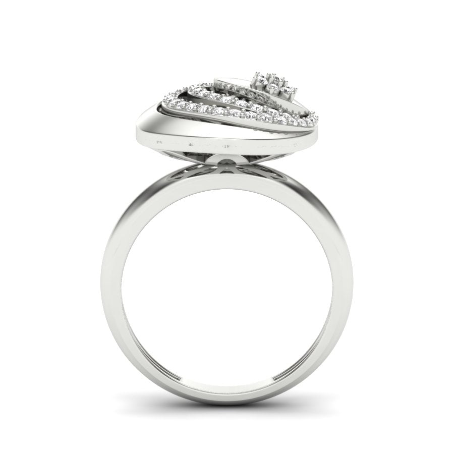 0.22 TW Round Cut Lab Grown Diamond Ring Pave/ Prong Setting With Flower Design Engagement Ring Bridal Wedding Ring Solitaire Ring PR461