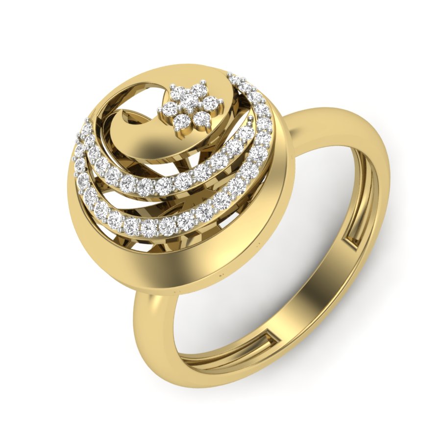 0.22 TW Round Cut Lab Grown Diamond Ring Pave/ Prong Setting With Flower Design Engagement Ring Bridal Wedding Ring Solitaire Ring PR461