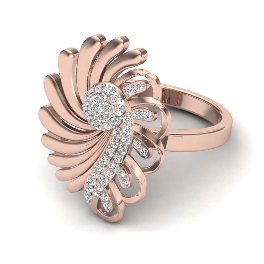 0.27 TW Flower Style Round Cut Lab Grown Diamond Ring Gold Engagement Ring Prong Set Ring Bridal Wedding Ring PR462