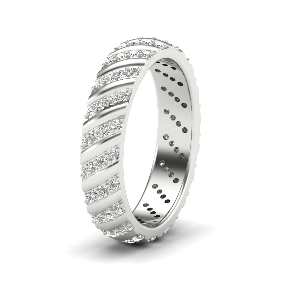 0.55 TW Round Cut Lab Grown Diamond Pave Set With Prong Engagement Band Bridal Wedding Band PR468