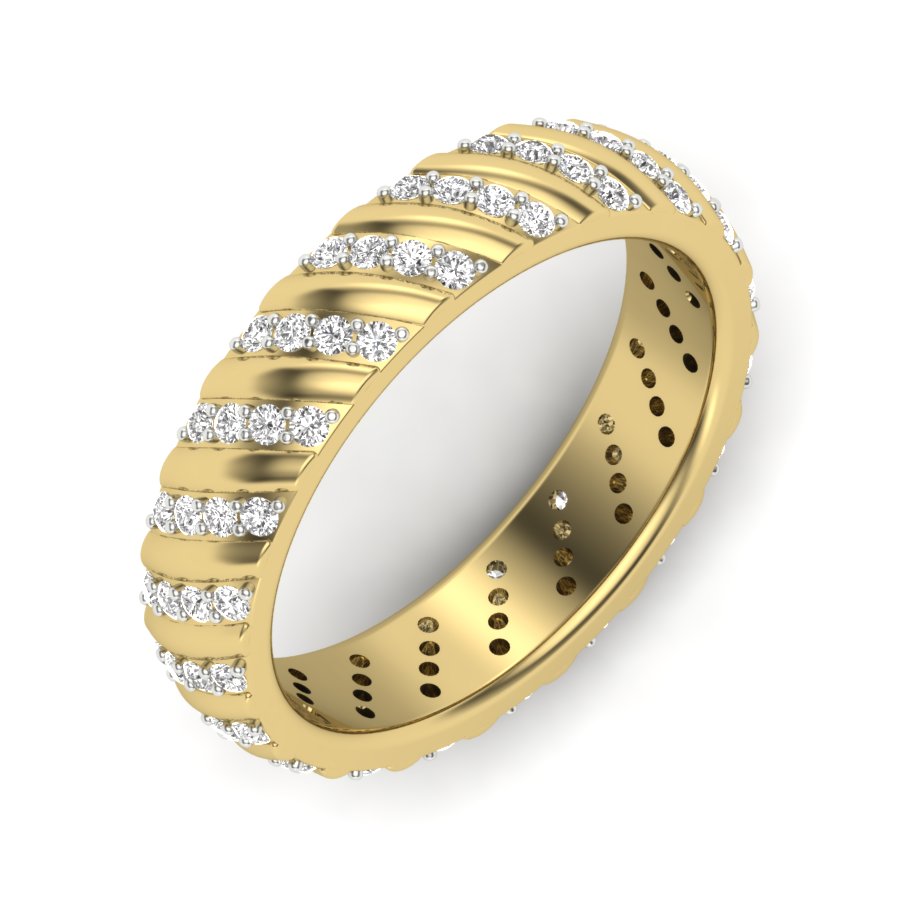 0.55 TW Round Cut Lab Grown Diamond Pave Set With Prong Engagement Band Bridal Wedding Band PR468