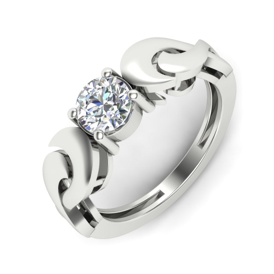 0.81 TW Solitaire Round Cut Lab Grown Diamond Ring Prong Set Unique Design Engagement Ring Multi tone gold Wedding Ring PR471