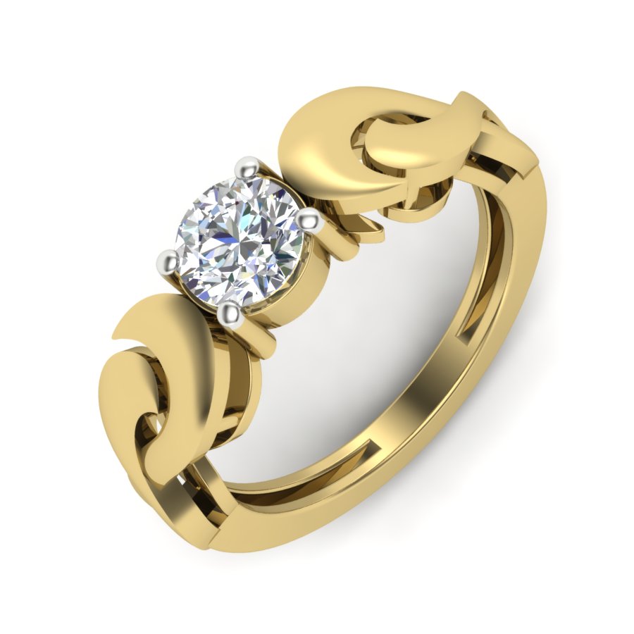 0.81 TW Solitaire Round Cut Lab Grown Diamond Ring Prong Set Unique Design Engagement Ring Multi tone gold Wedding Ring PR471