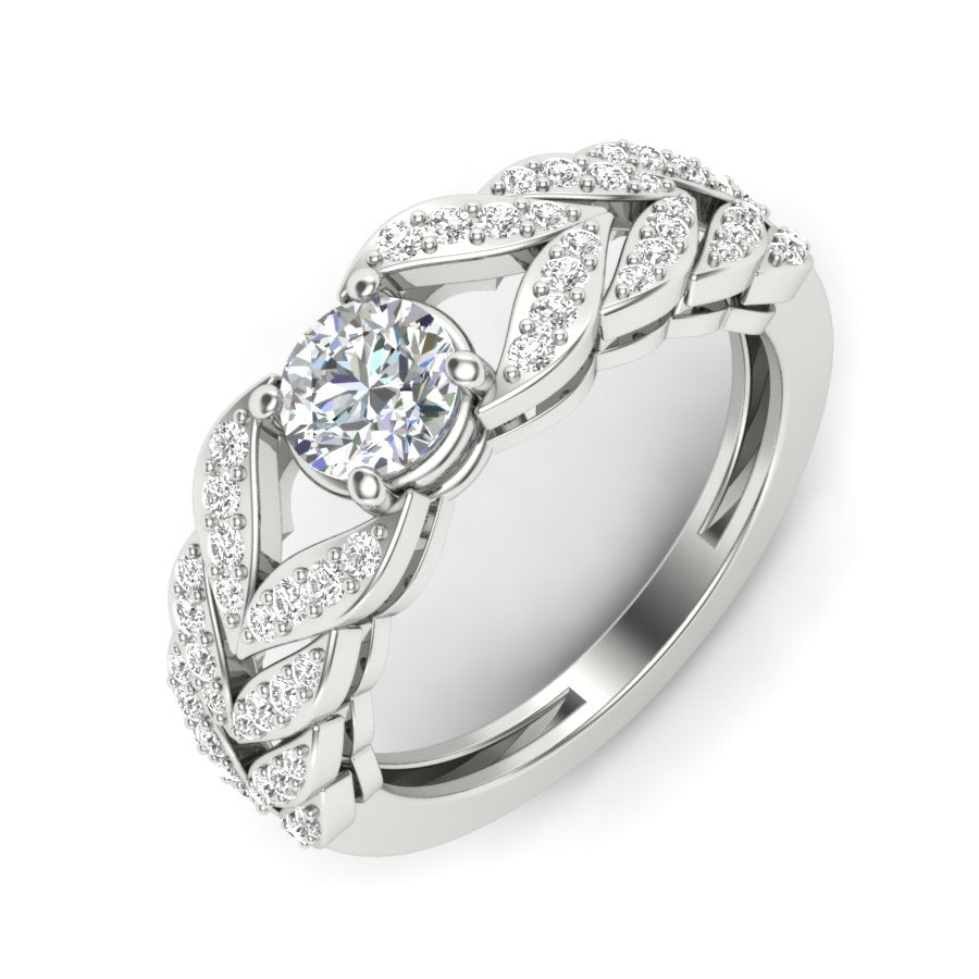 Unique Design Ring 1.05 TW Unique wedding engagement ring Round Cut Lab Grown Diamond Ring Round Prong setting With Multi Tone Gold Ring PR472