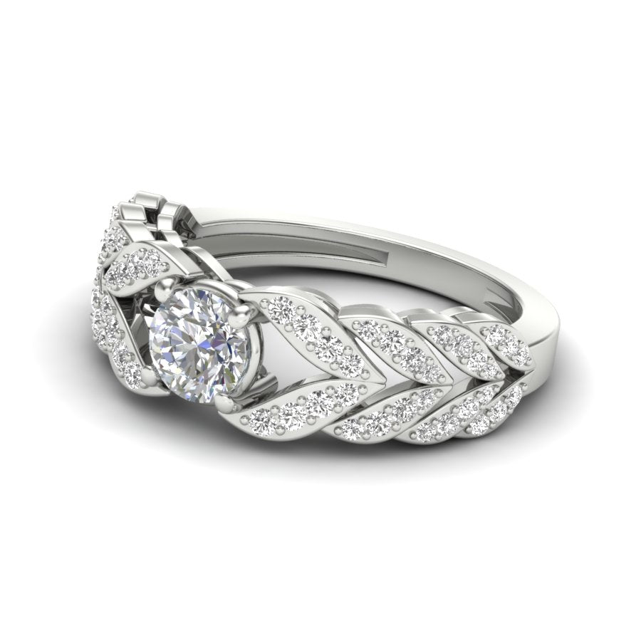 Unique Design Ring 1.05 TW Unique wedding engagement ring Round Cut Lab Grown Diamond Ring Round Prong setting With Multi Tone Gold Ring PR472