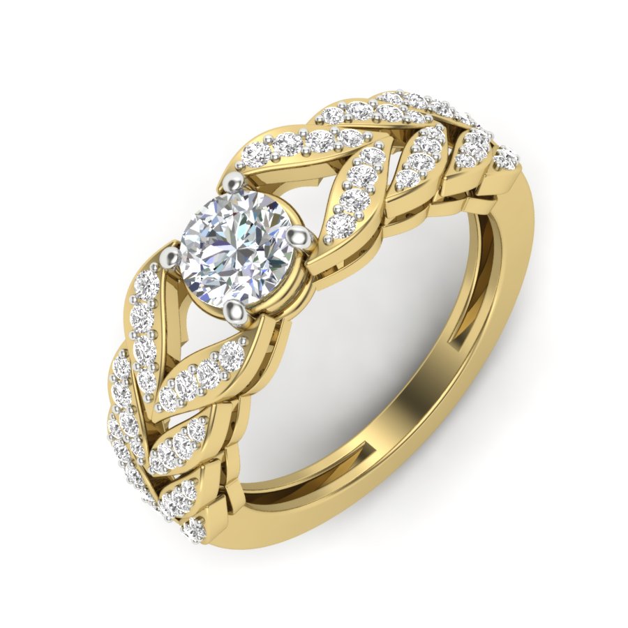 Unique Design Ring 1.05 TW Unique wedding engagement ring Round Cut Lab Grown Diamond Ring Round Prong setting With Multi Tone Gold Ring PR472