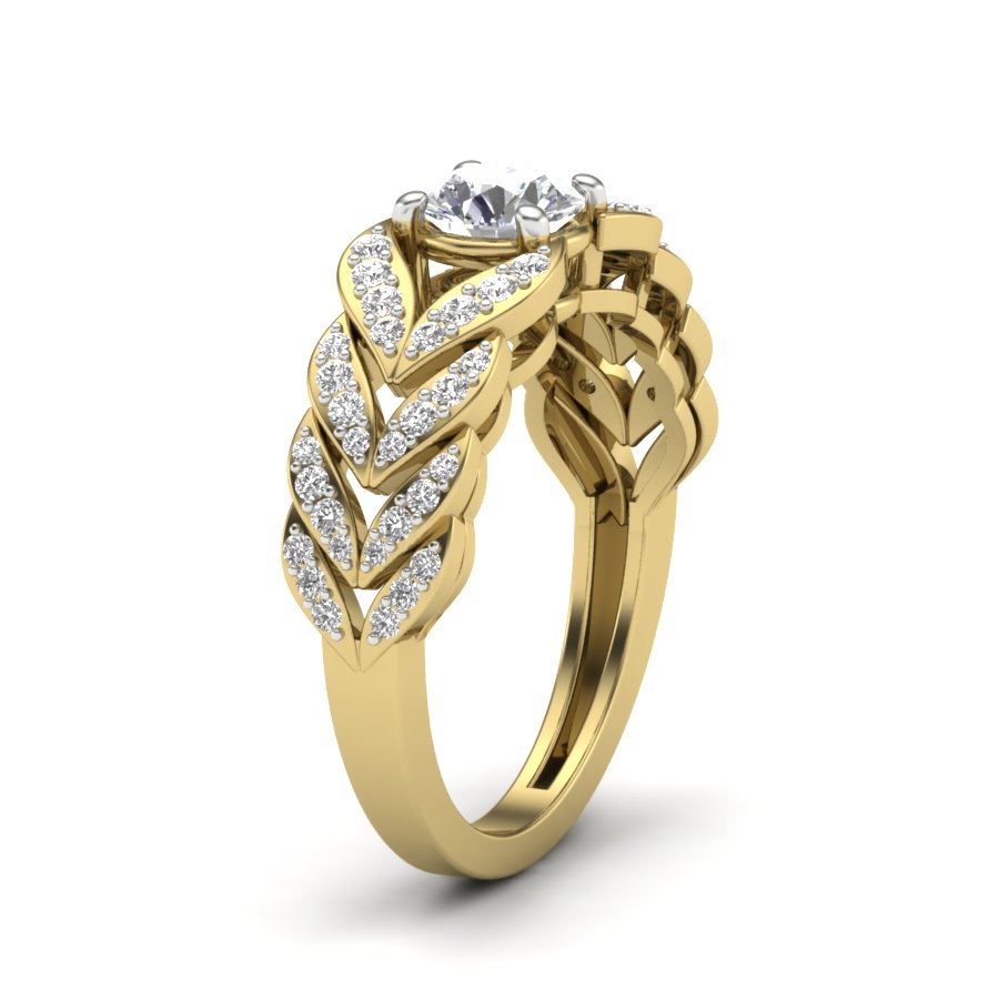 Unique Design Ring 1.05 TW Unique wedding engagement ring Round Cut Lab Grown Diamond Ring Round Prong setting With Multi Tone Gold Ring PR472