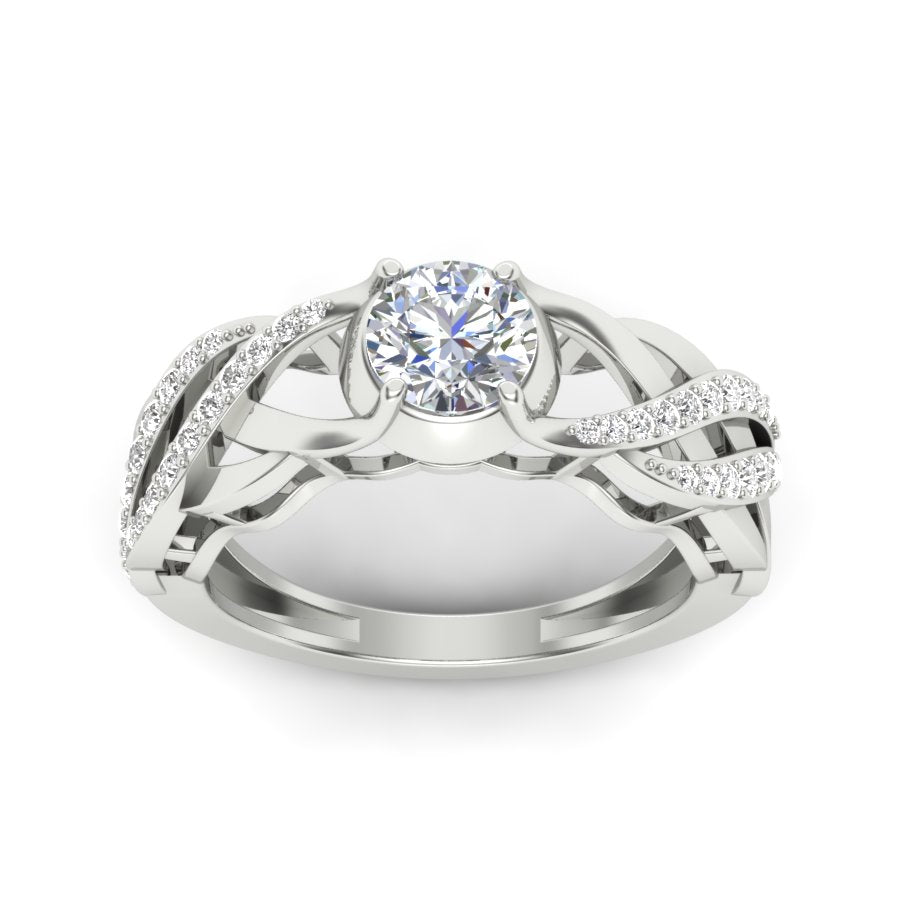 1.06 TW Unique wedding engagement ring Round Cut Lab Grown Diamond Ring Round Prong setting With Multi Tone Gold Ring PR473