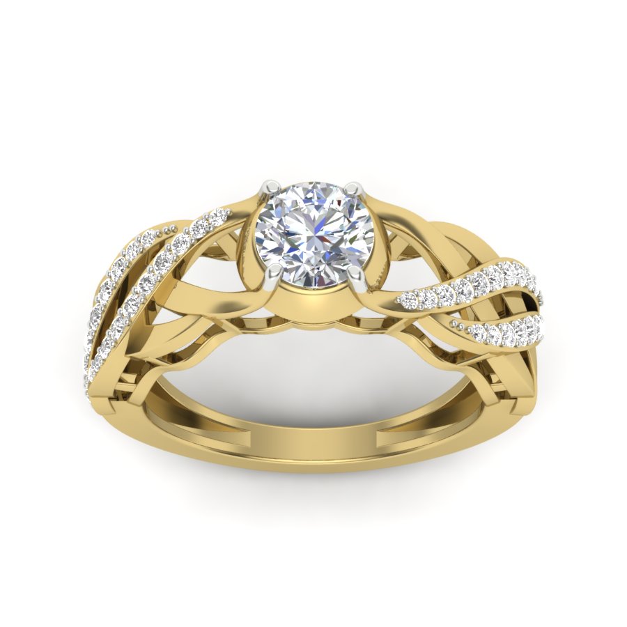 1.06 TW Unique wedding engagement ring Round Cut Lab Grown Diamond Ring Round Prong setting With Multi Tone Gold Ring PR473