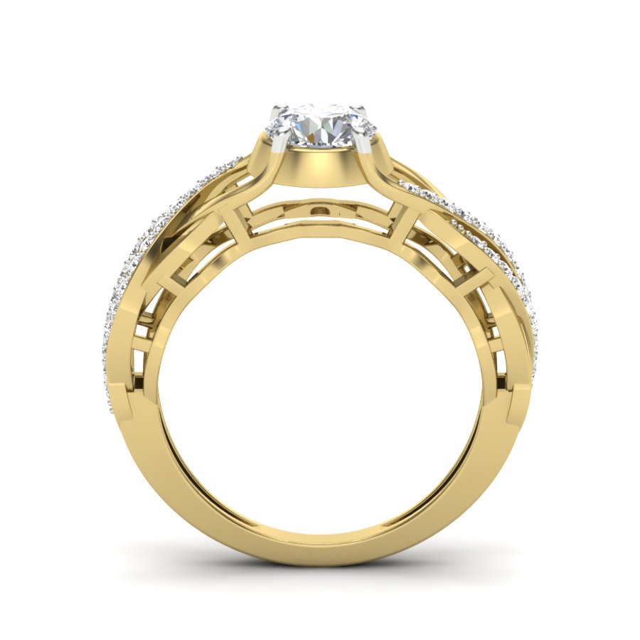1.06 TW Unique wedding engagement ring Round Cut Lab Grown Diamond Ring Round Prong setting With Multi Tone Gold Ring PR473