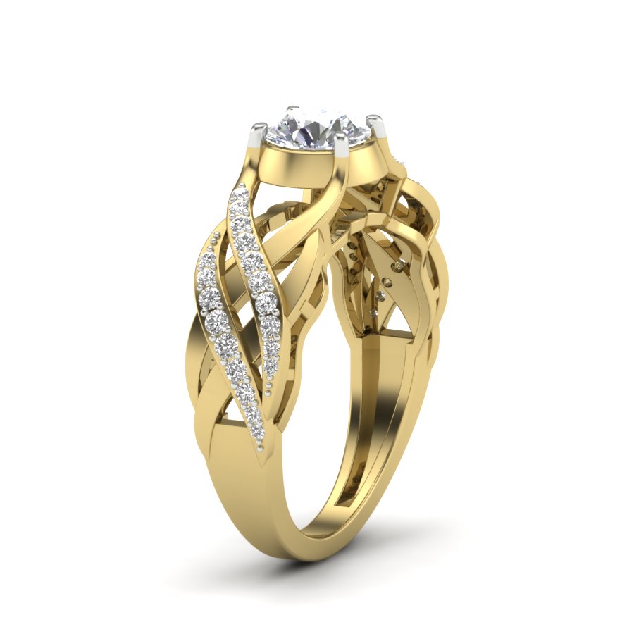 1.06 TW Unique wedding engagement ring Round Cut Lab Grown Diamond Ring Round Prong setting With Multi Tone Gold Ring PR473