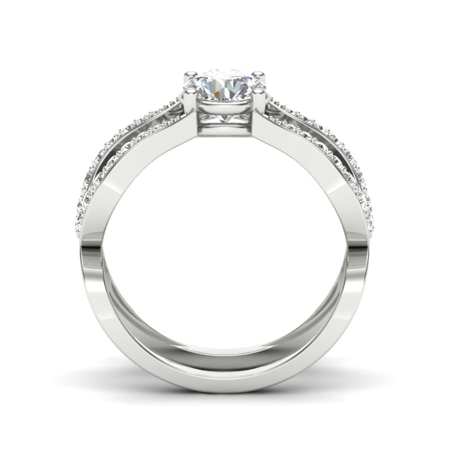 1.24 TW Two Tone Unique Ring Prong Set Ring Round Cut Lab Grown Diamond Ring Split Shank Band Wedding ring Bridal Ring Engagement ring PR496