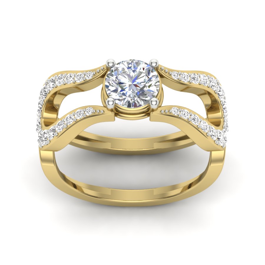 1.24 TW Two Tone Unique Ring Prong Set Ring Round Cut Lab Grown Diamond Ring Split Shank Band Wedding ring Bridal Ring Engagement ring PR496