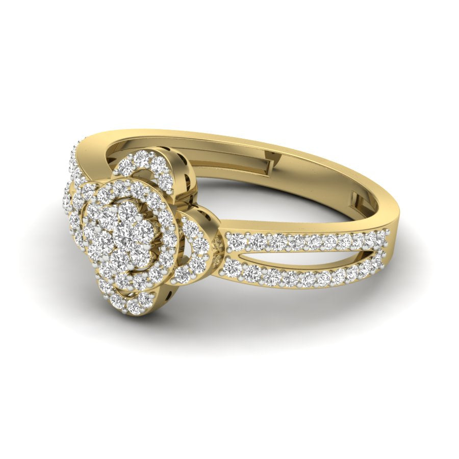 0.49 TW Flower Style Round Cut Lab Grown Diamond Ring Gold Engagement Ring Prong Set Ring Bridal Wedding Ring PR512