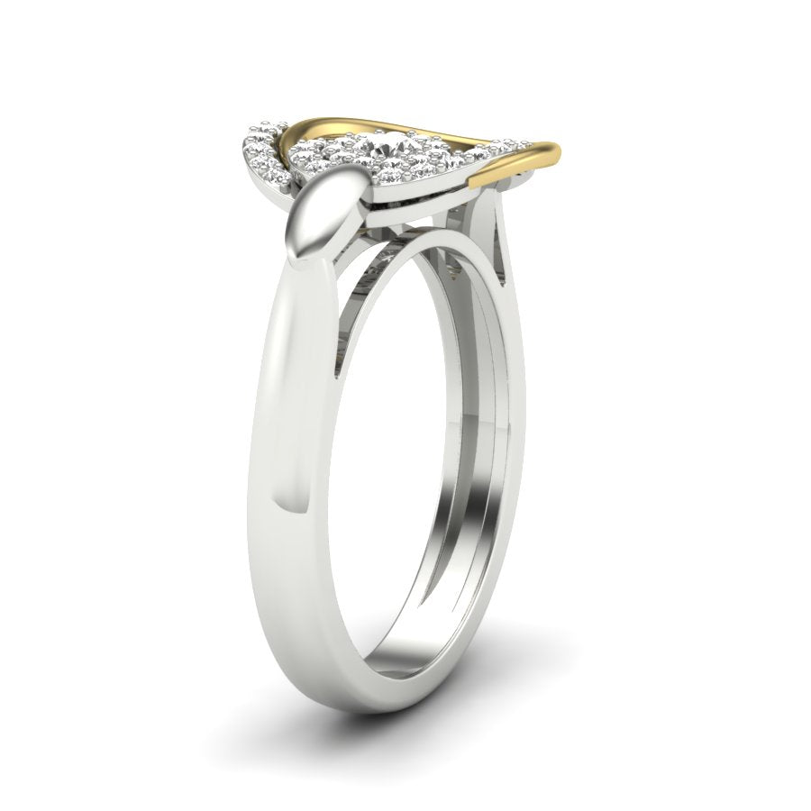 0.36 TW Two Tone Unique Ring Prong Set Ring Round Cut Lab Grown Diamond Ring Wedding ring Bridal Ring Engagement ring PR520