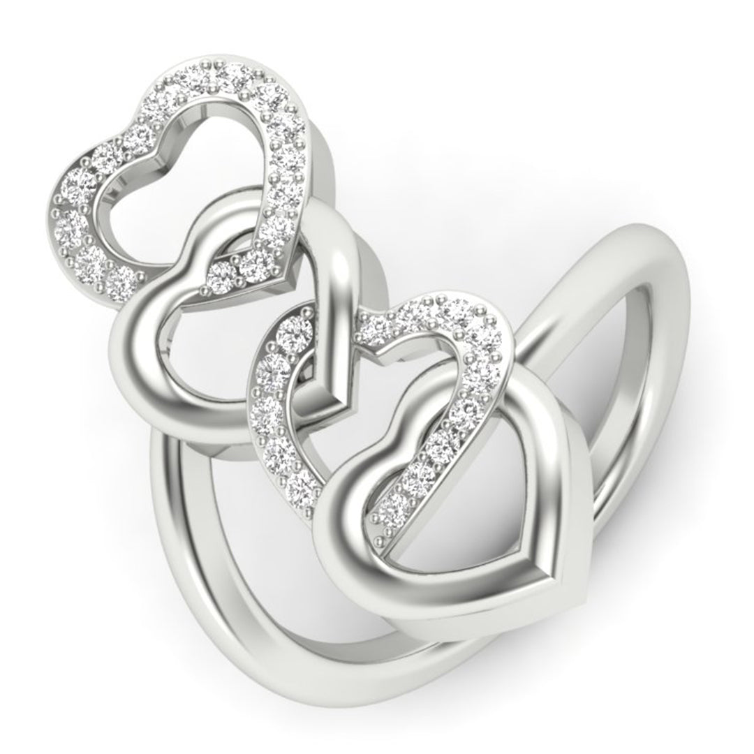 0.27 TW Interlinked Hearts Design With Round Cut Lab Grown Diamond Ring Prong Engagement Ring Bridal Wedding Ring PR527