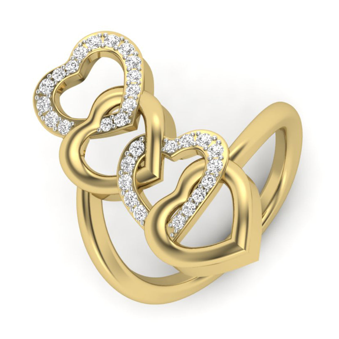 0.27 TW Interlinked Hearts Design With Round Cut Lab Grown Diamond Ring Prong Engagement Ring Bridal Wedding Ring PR527