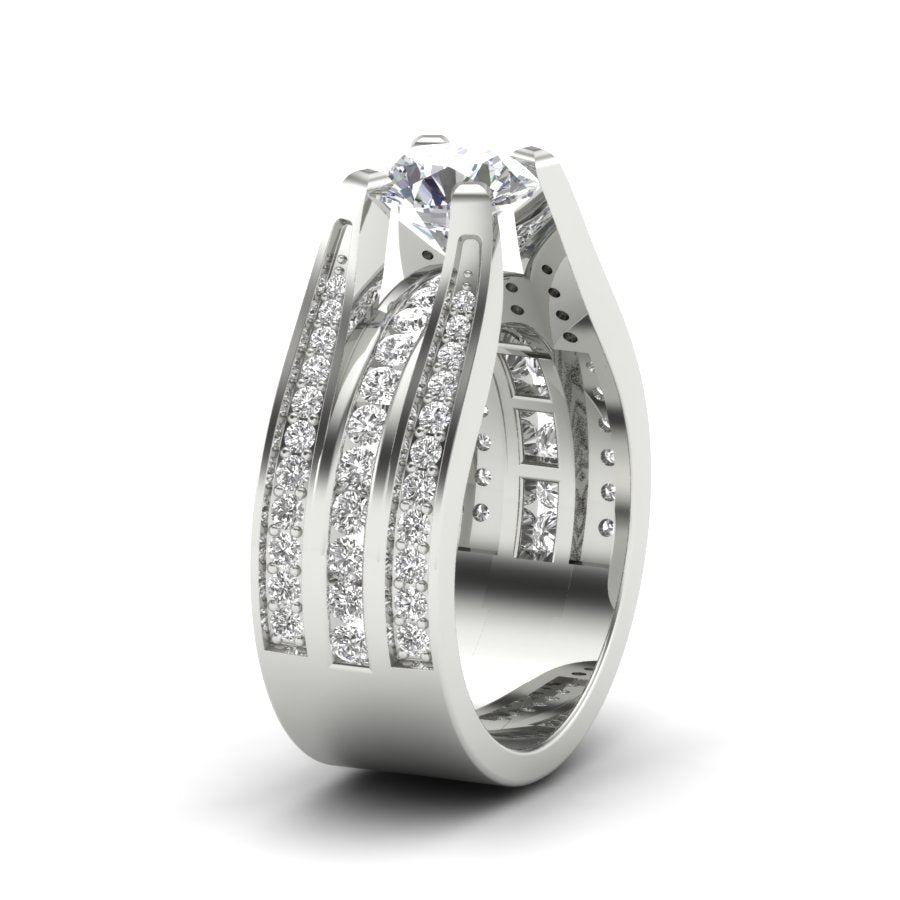 1.92 TW Square Prong & Channel Setting Band Round Cut Lab Grown Diamond Band Engagement Band Bridal Wedding Band PR528
