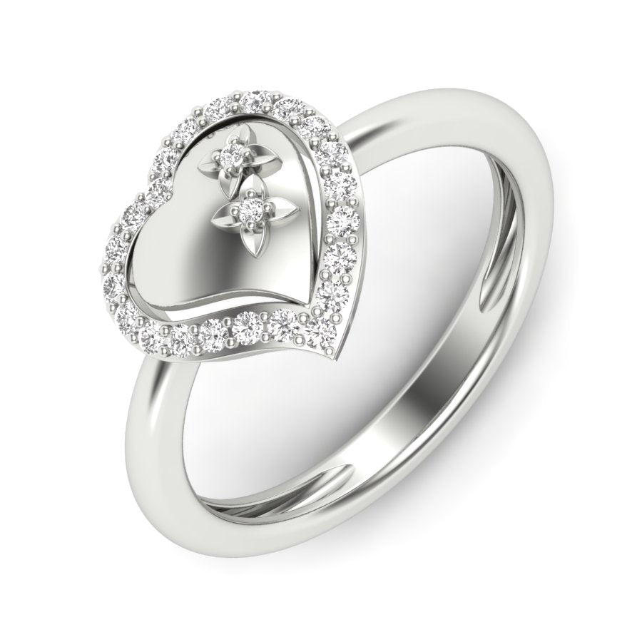 0.18 TW Gorgeous Hearts Design With Round Cut Lab Grown Diamond Ring Engagement Ring Bridal Wedding Ring Valentine Gift Ring PR536