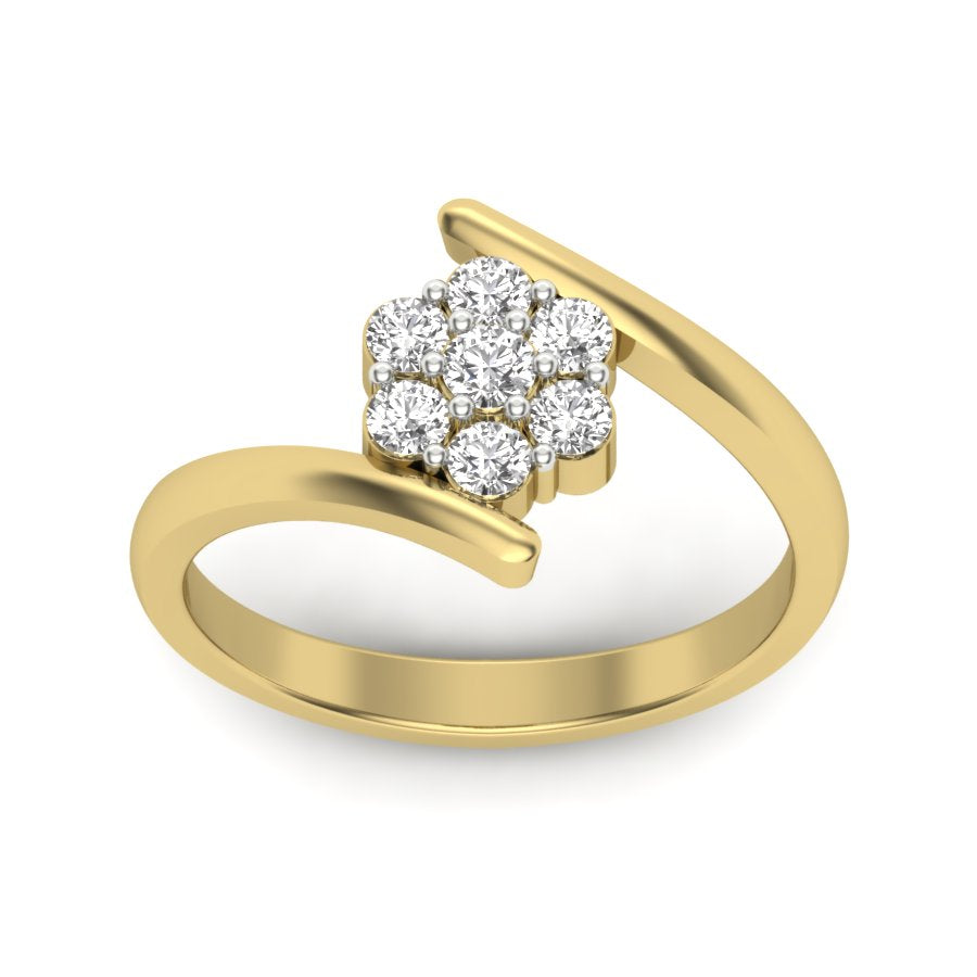 0.37 TW Round Cut Lab Grown Diamond Ring Flower Cluster Bypass Engagement Promise Ring Bridal Wedding Ring PR546