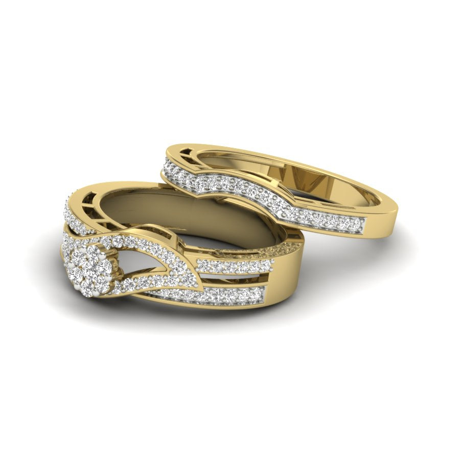 Flower Design Ring 0.66 TW Round Cut Lab Grown Diamond Ring Set Ladies Cluster Setting Bridal Ring Set Engagement Ring Wedding Ring PR580