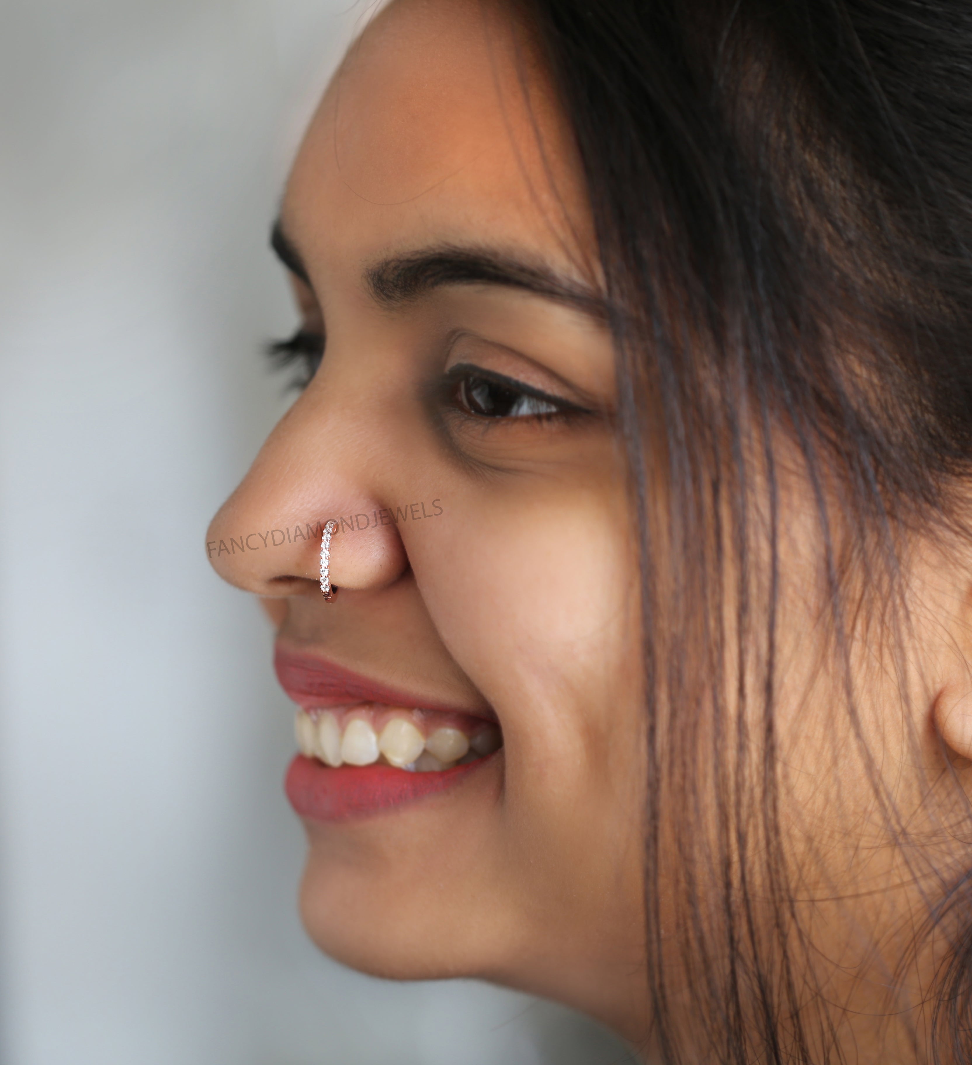 Natural Round White Diamond Nose Rings Engagement Wedding Gift Nose Ring 14K Solid Rose White Yellow Gold Nose Ring 0.13 CT KD977