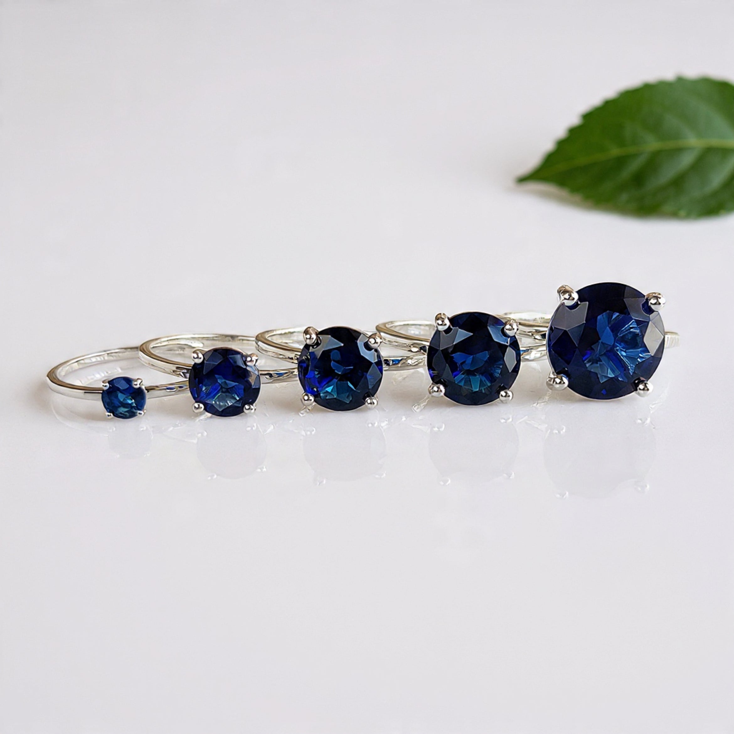 Round Blue sapphire stone engagement ring 11mm 9mm 8mm 6.50mm 4mm ring silver simulant Ring Solitaire ring Diamond ring Gift for her FD504