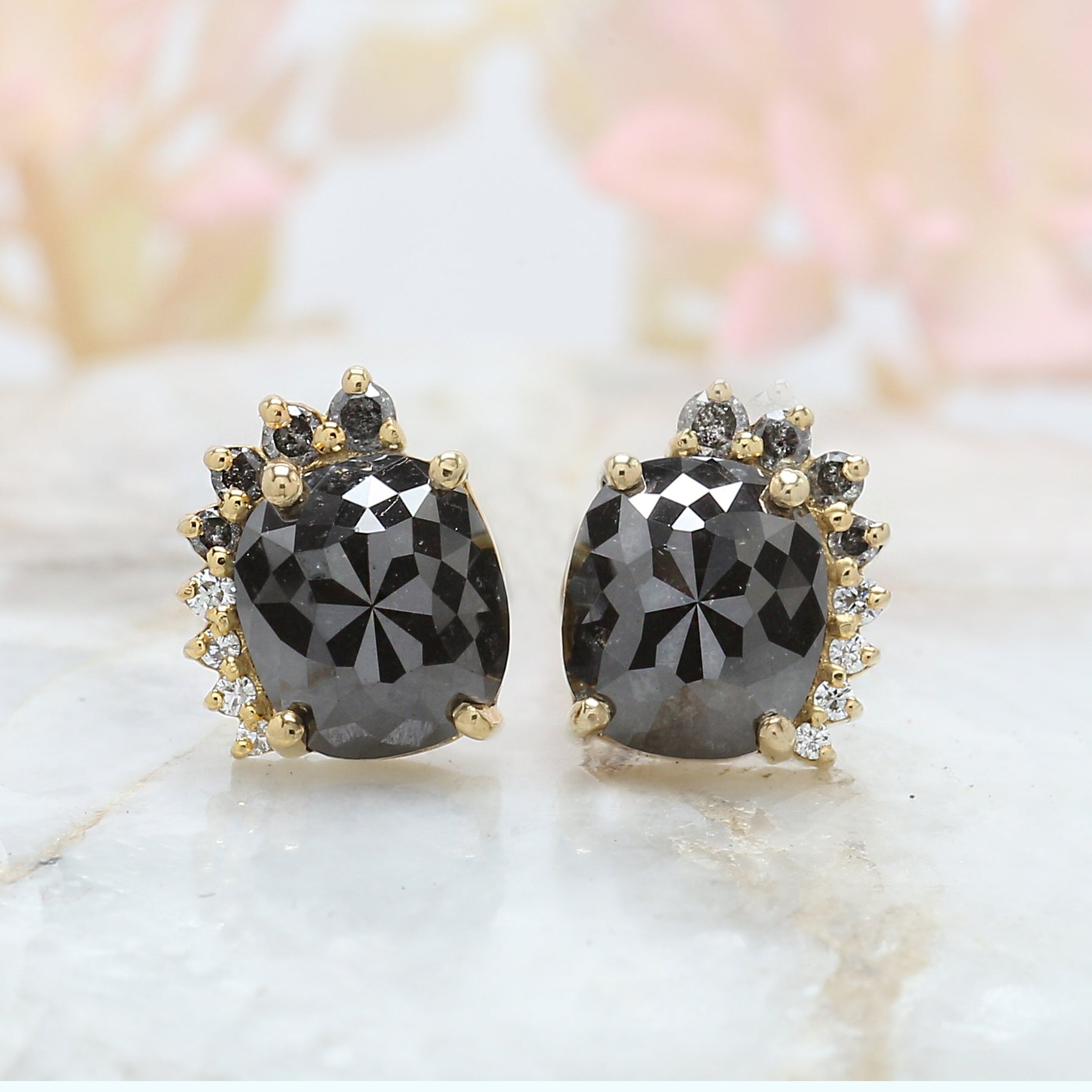 Black Cushion Diamond Earring 14K Solid Rose White Yellow Gold Engagement Wedding Gift Earring 2.70 CT KD947