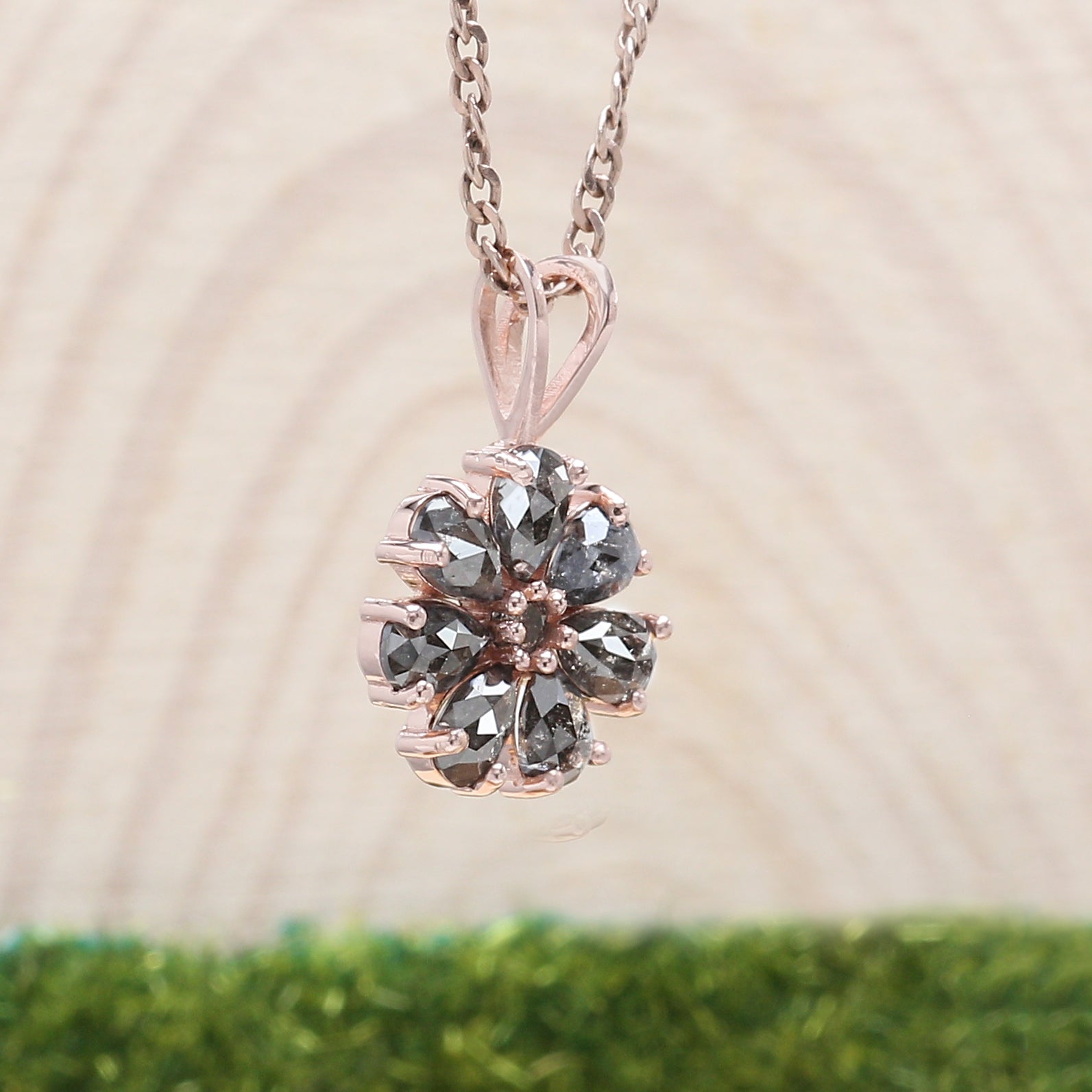 Pear Cut Salt And Pepper Diamond Pendant 1.05 Ct 4.25 MM Pear Shape Diamond Pendant 14K Solid Rose Gold Silver Engagement Pendant QL1278