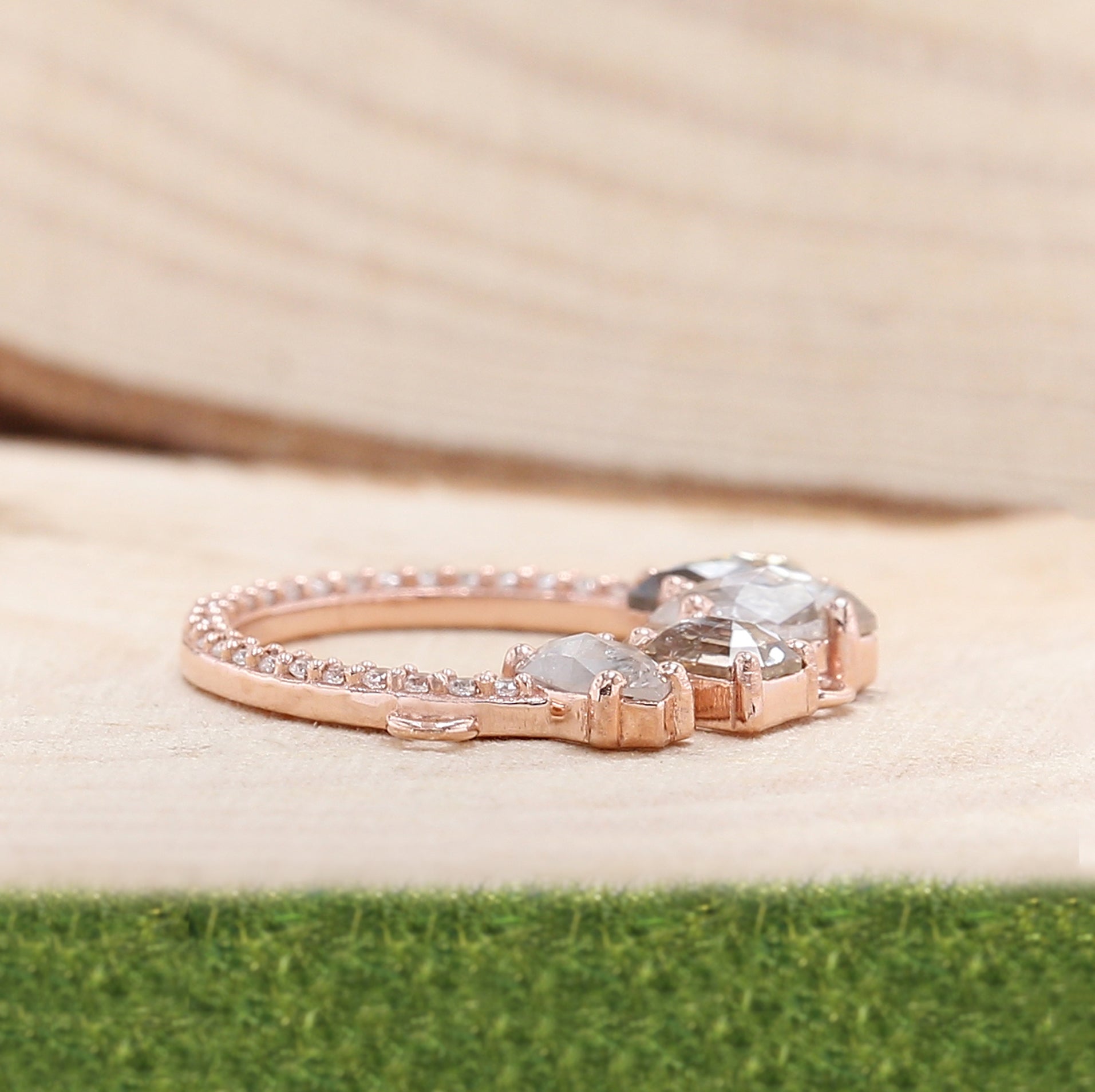 Mix Shape Salt And Pepper Diamond Pendant 0.94 CT 6.03 MM Mix Shape Cut Diamond Pendant 14K Solid Rose Gold Silver Engagement Pendant QL1974