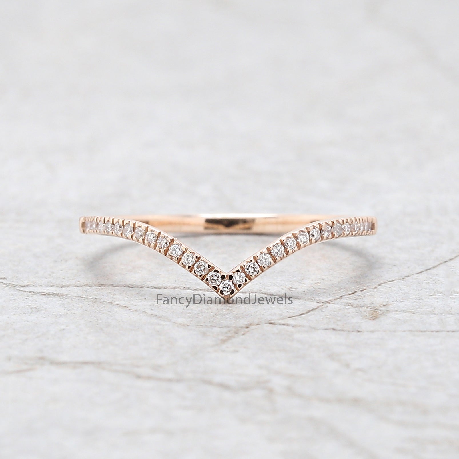 14K Rose Gold Band White Diamond Band, Round Cut Diamond Band, Bridal Wedding Band, Natural Diamomd Band, Engagement Band,Rose Gold Band KD261Round Diamond Ring Engagement Wedding Gift Band Ring KD261