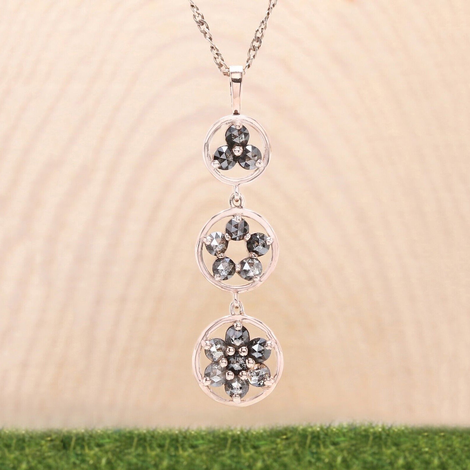Round Rose Cut Salt And Pepper Diamond Pendant, Unique Diamond Pendant, Rose Cut Diamond Pendant, No Chain Including Only Pendant KDL1822