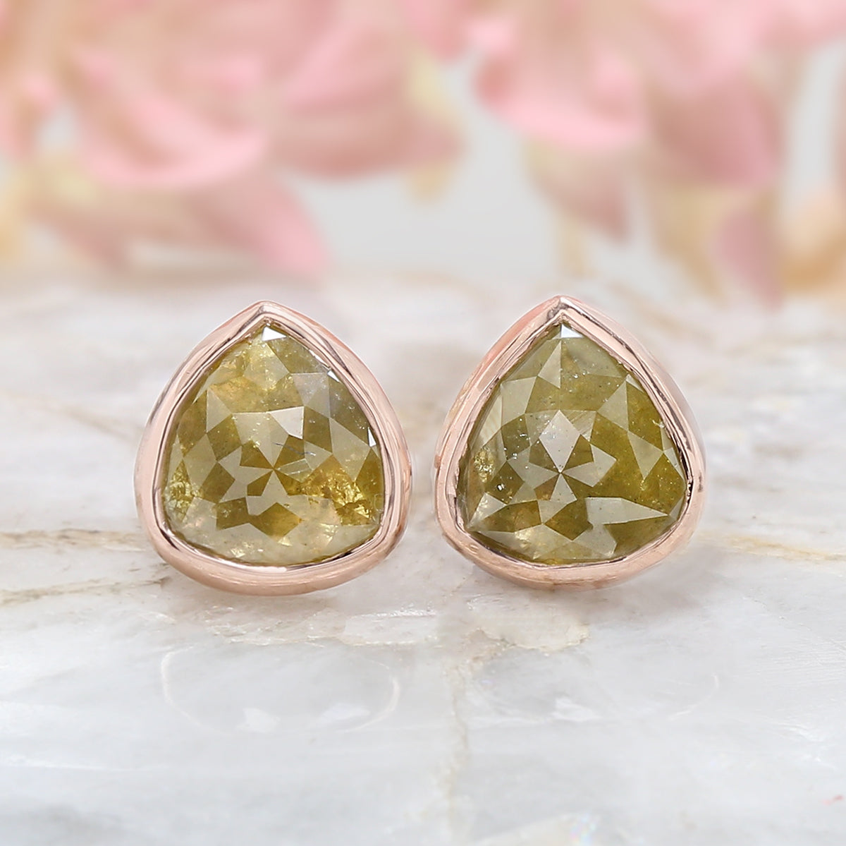 Pear Green Yellow Color Diamond Earring Engagement Wedding Gift Earring 14K Solid Rose White Yellow Gold Earring 2.26 CT KDN7025