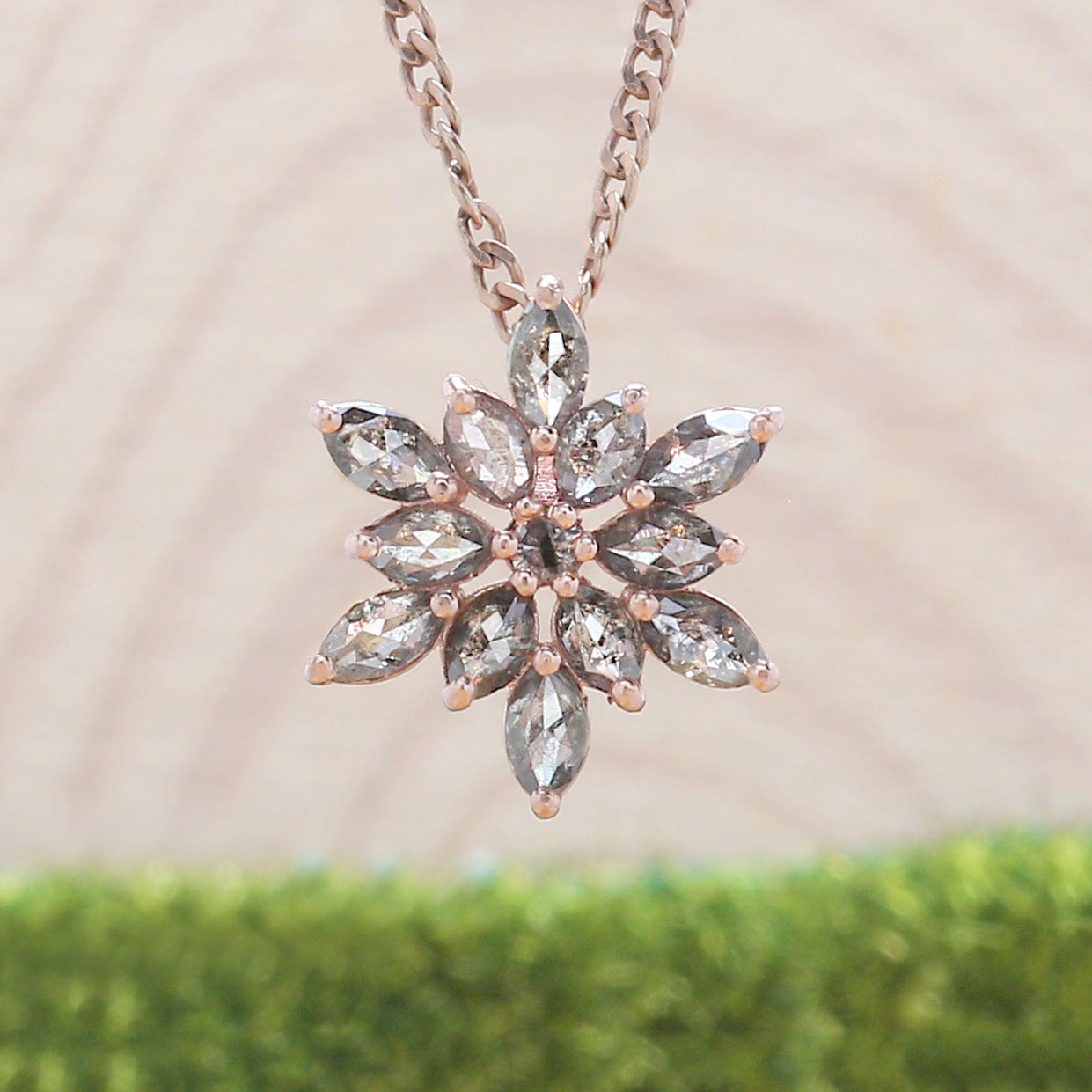 Marquise Salt And Pepper Diamond Pendant, Marquise Unique Diamond Pendant, Dangling Diamond Pendant, No Chain Including Only Pendant KDN1583