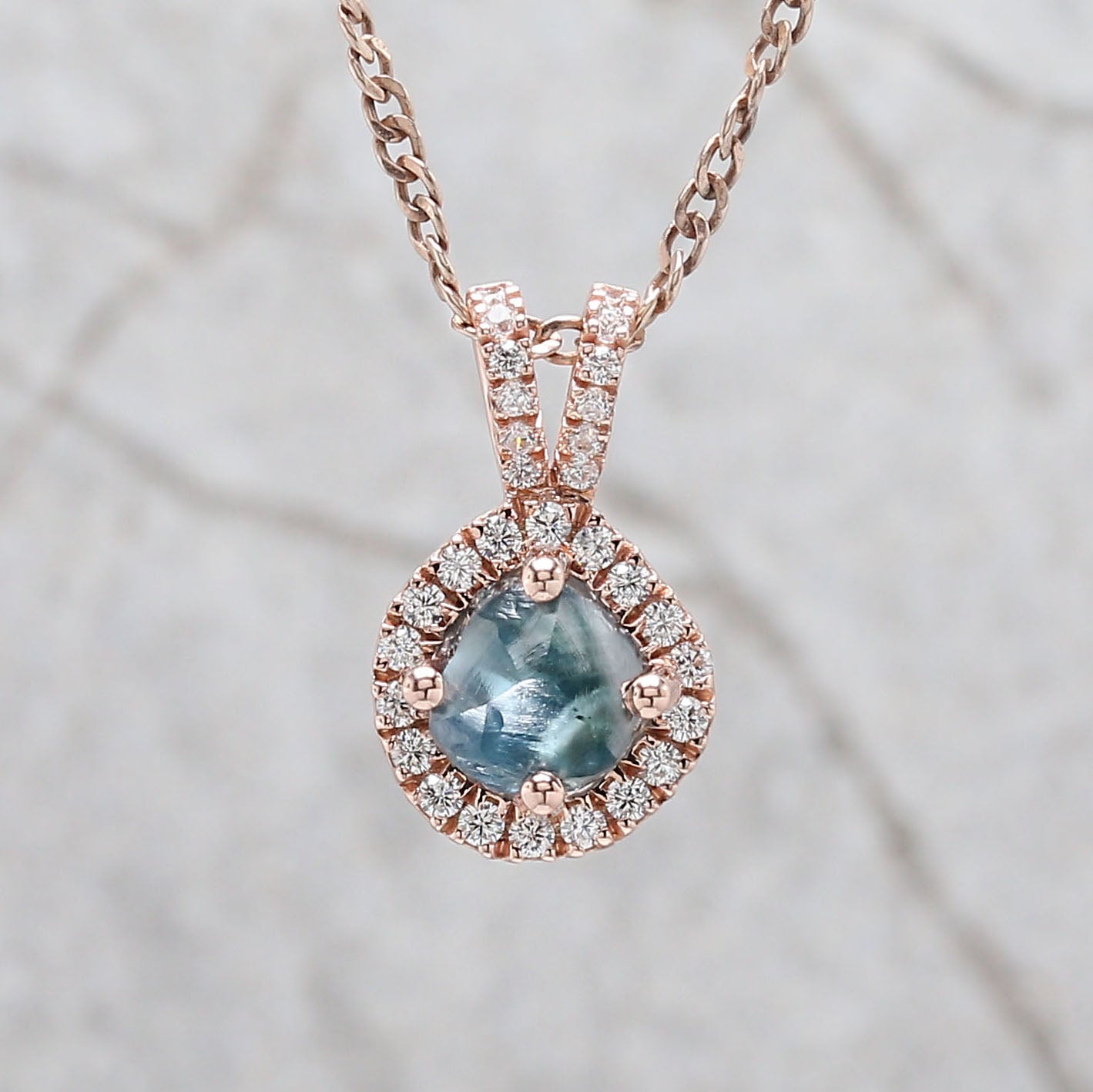 Rough Blue Color Diamond Pendant Engagement Wedding Gift Pendant 14K Solid Rose White Yellow Gold Pendant 1.31 CT KDL2230