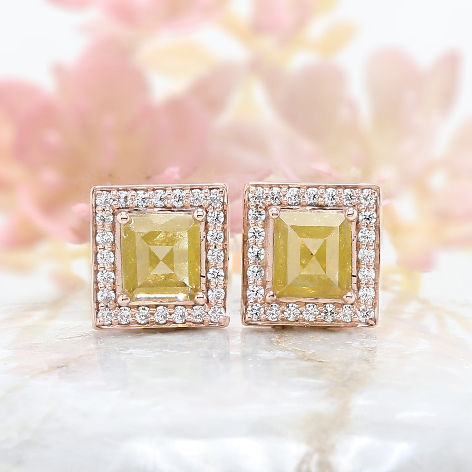 Rectangle Yellow Color Diamond Earring Engagement Wedding Gift Earring 14K Solid Rose White Yellow Gold Earring 1.83 CT KDN7986
